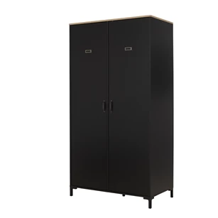 1E13048 zwart kleerkast industrieel diagone helvezia oak gautier 2 deuren