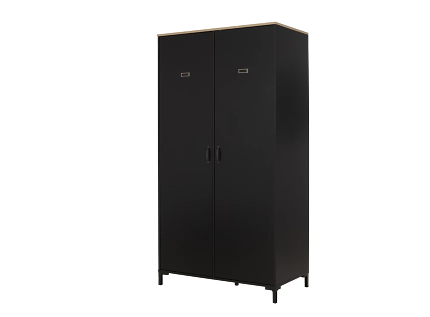 1E13048 zwart kleerkast industrieel diagone helvezia oak gautier 2 deuren