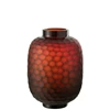 Vaas gesneden glas- rood- smal(20x20x28cm)- 28969