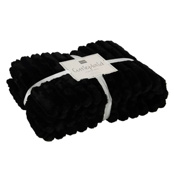 Plaid corduroy- polyester- zwart- 28036