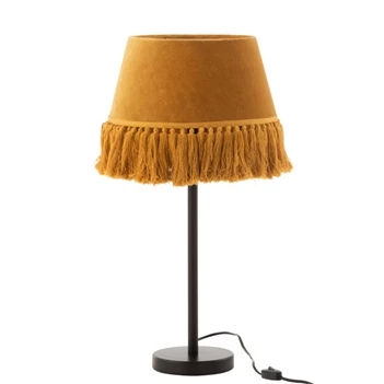 Tafellamp Eve- conisch fluweel/katoen- oker- 15696