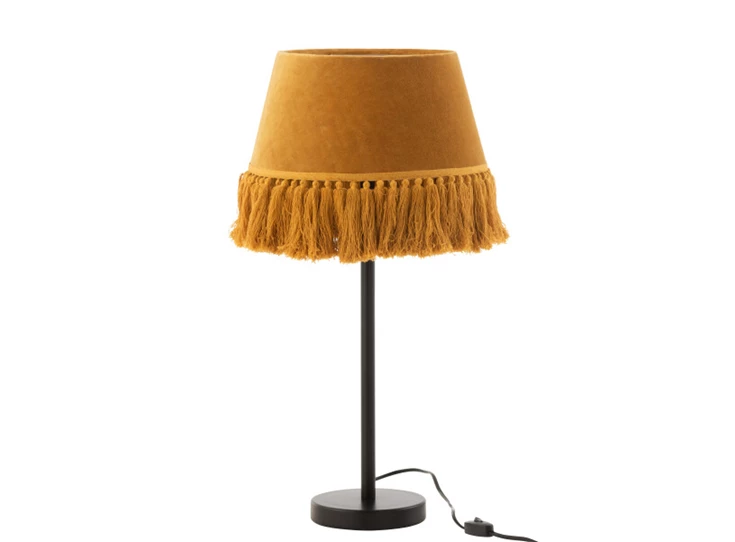 Tafellamp Eve- conisch fluweel/katoen- oker- 15696