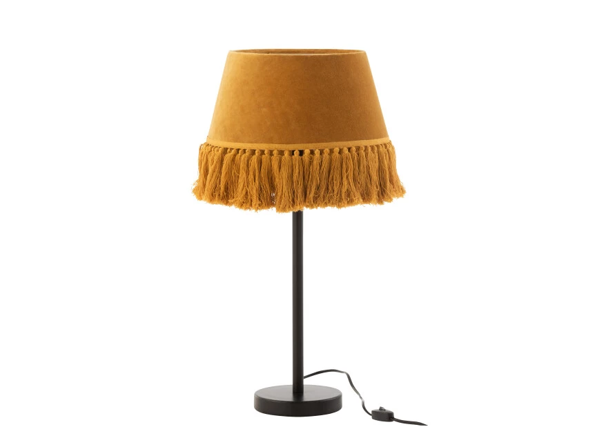 Tafellamp Eve- conisch fluweel/katoen- oker- 15696