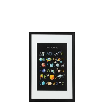 Wanddeco alfabet- papier/plastiek- zwart- 30103