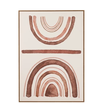 Wanddeco gelijnd- canvas/plastiek- beige- 30109