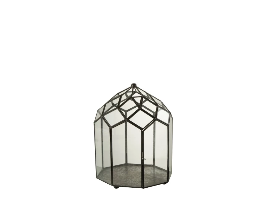 Terrarium- glas/metaal- zwart- medium- 28982