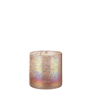 Windlicht- glas- roze mix- medium- 32174