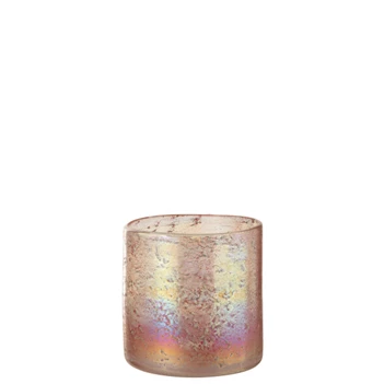 Windlicht- glas- roze mix- medium- 32174