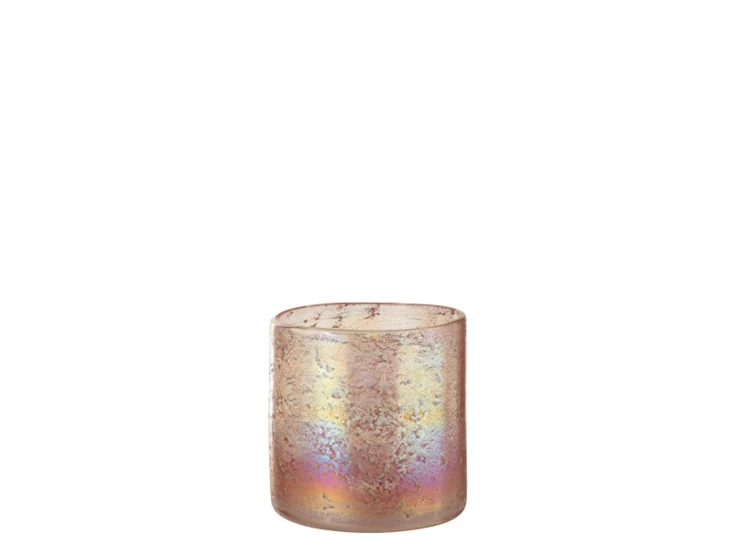Windlicht- glas- roze mix- medium- 32174
