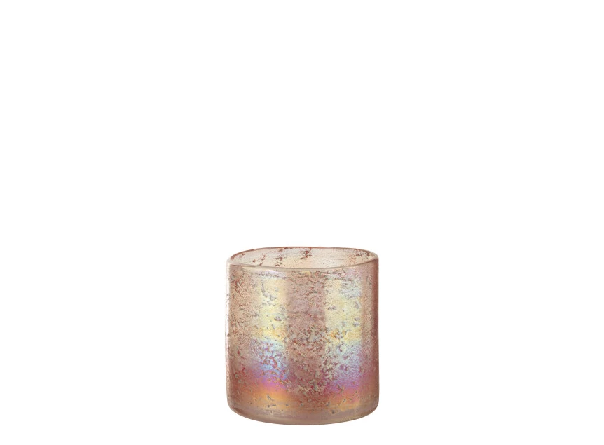 Windlicht- glas- roze mix- medium- 32174