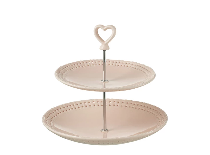 Bord 2lagen- keramiek- roze- 34702