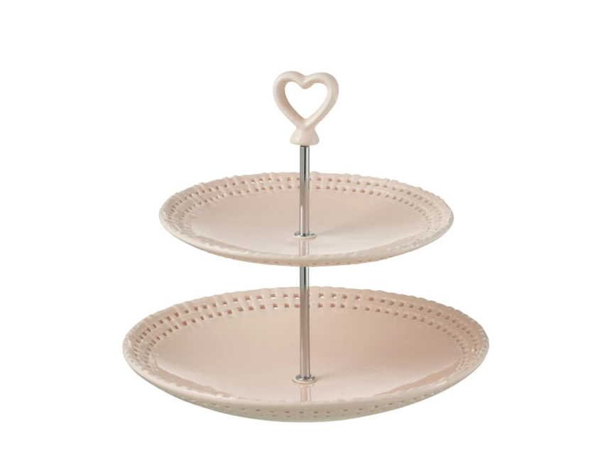 Bord 2lagen- keramiek- roze- 34702