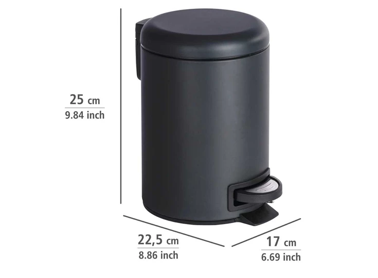 Afvalemmer Leman zwart 3L - 22143800 afmetingen