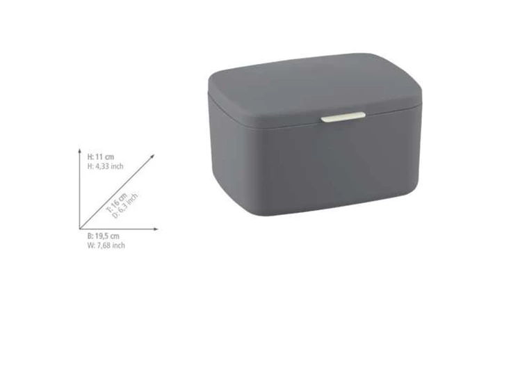 Badkamerdoos met deksel Barcelona- antraciet- afmetingen