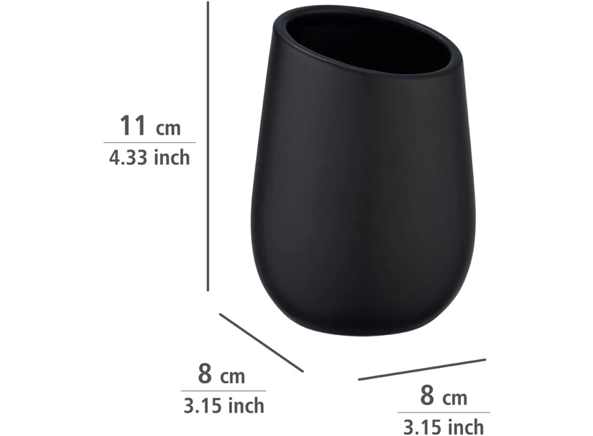 Tandenborstelbeker Badi- keramisch- zwart- afmetingen