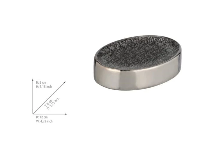 Zeepbakje Nuria- zilver/antraciet- afmetingen