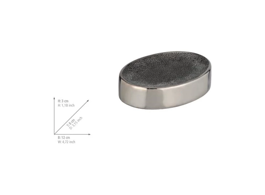 Zeepbakje Nuria- zilver/antraciet- afmetingen