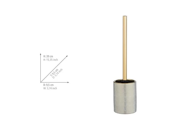 Toiletborstel Nuria- goud/wit- afmetingen