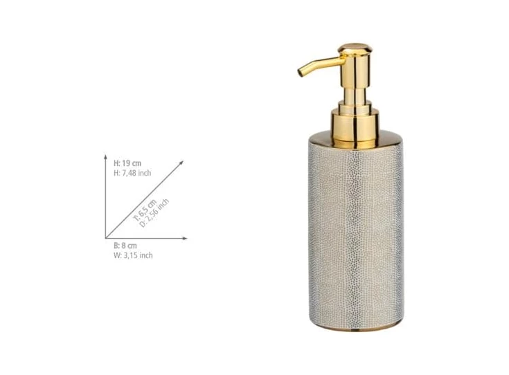 Zeeppompje Nuria- goud/wit- afmetingen