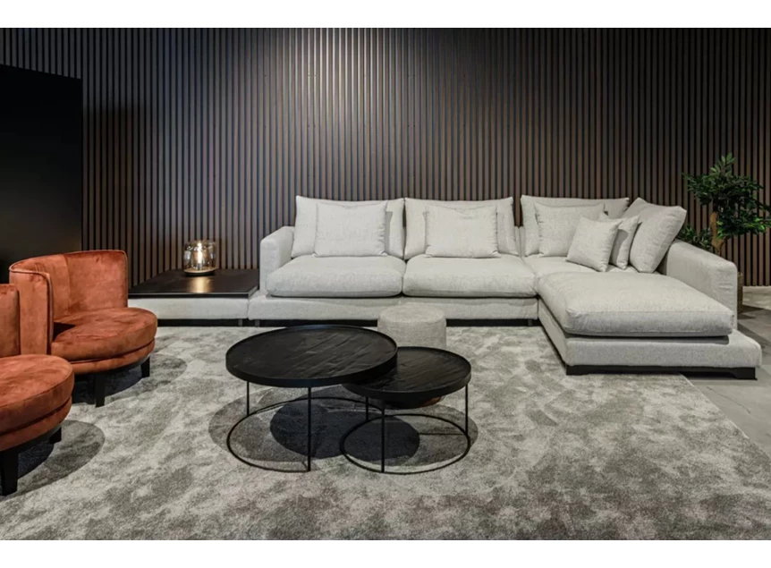 Sfeerfoto Zetel Freestyle met longchair stof beige grijs Leda