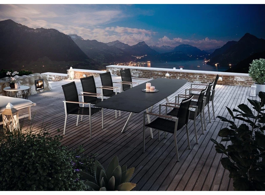 Sfeerfoto Verlengbare tafel Romana bootvorm keramiek Zumsteg by Willisau