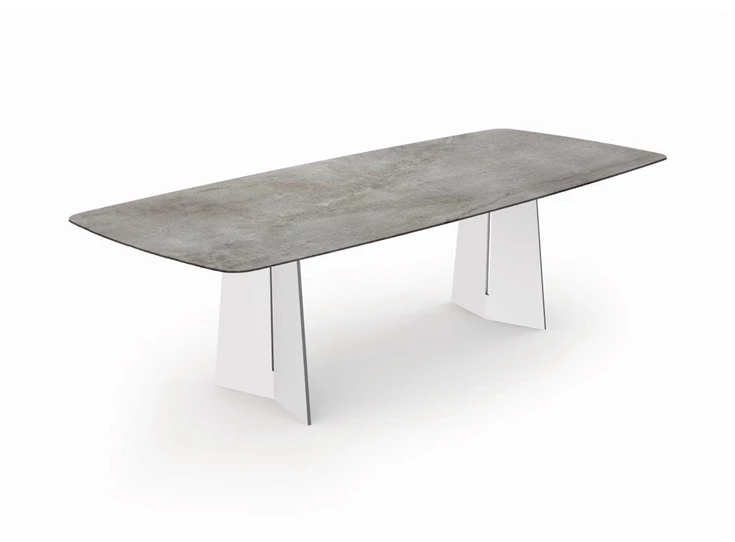 Tafel Ancona bootvormig keramiek lichtgrijs Zumsteg by Willisau