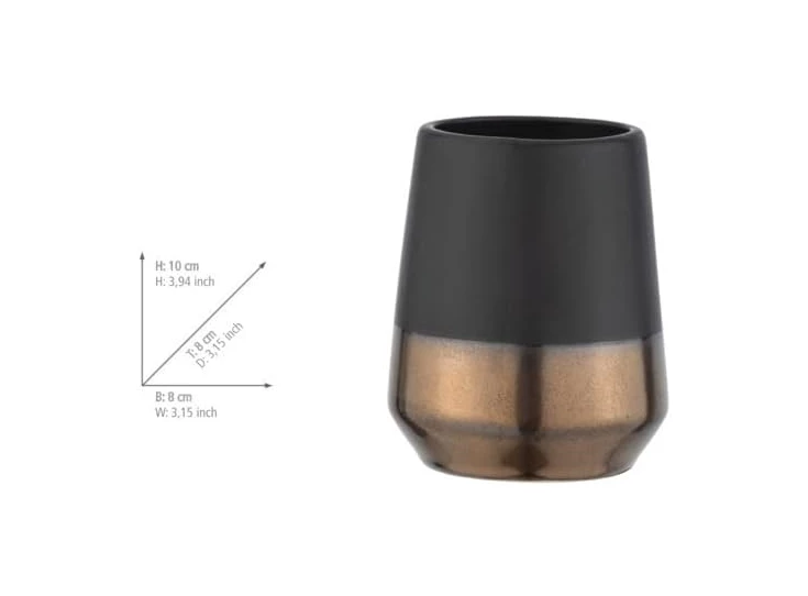 Badkamerbeker Brandol- keramisch- zwart- afmetingen