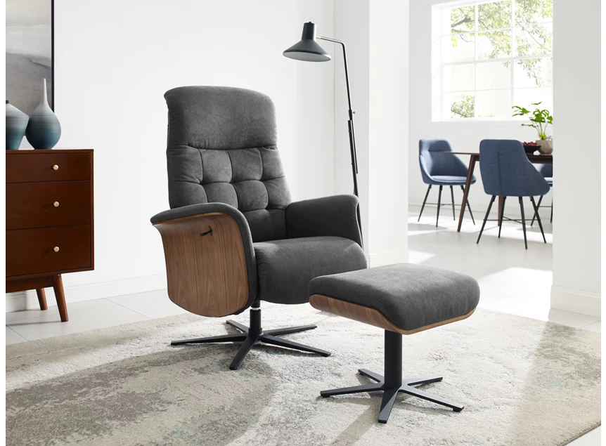 Relax James in stof inclusief voetbank