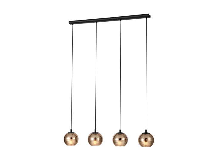 39686 lemorieta eglo creppo zwart metaal goud gerookt glas klassiek hanglamp 4 lampen e27