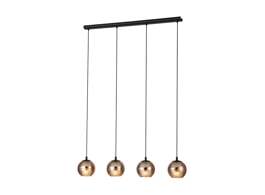 39686 lemorieta eglo creppo zwart metaal goud gerookt glas klassiek hanglamp 4 lampen e27