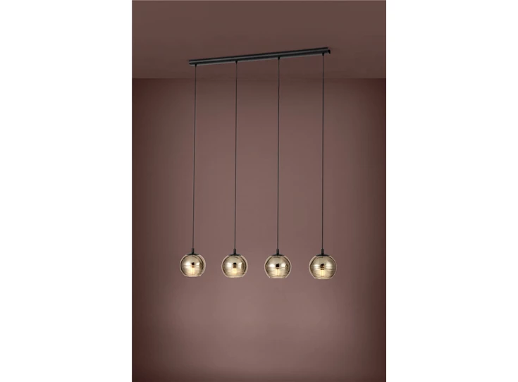 39686 lemorieta klassiek hanglamp 4 lampen e27 eglo creppo zwart metaal goud gerookt glas