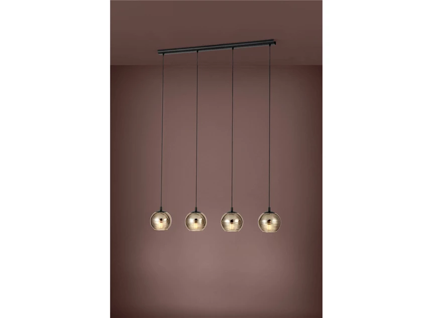 39686 lemorieta klassiek hanglamp 4 lampen e27 eglo creppo zwart metaal goud gerookt glas