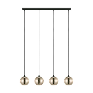 39686 eglo creppo zwart metaal goud gerookt glas lemorieta klassiek hanglamp 4 lampen e27