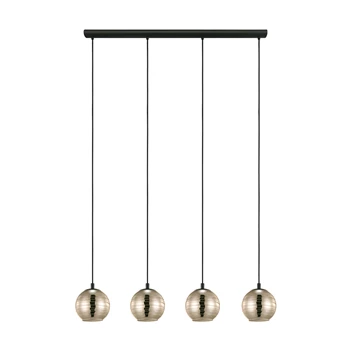 39686 eglo creppo zwart metaal goud gerookt glas lemorieta klassiek hanglamp 4 lampen e27