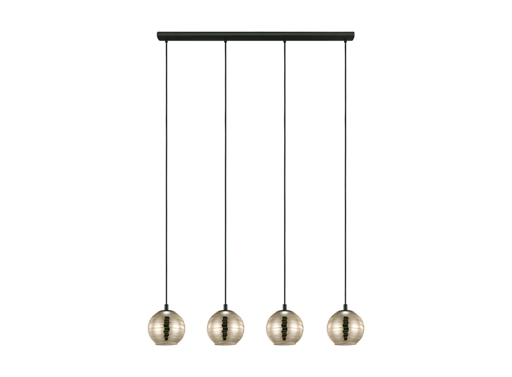 39686 eglo creppo zwart metaal goud gerookt glas lemorieta klassiek hanglamp 4 lampen e27