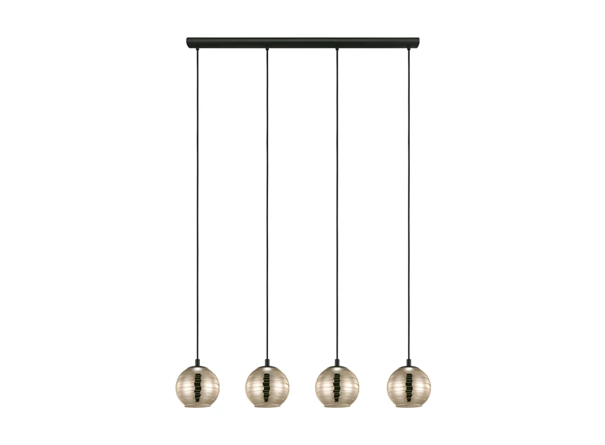 39686 eglo creppo zwart metaal goud gerookt glas lemorieta klassiek hanglamp 4 lampen e27