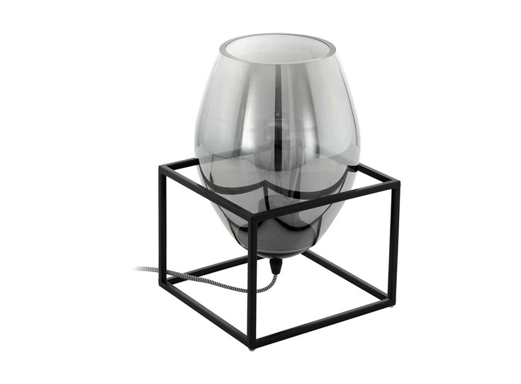 97209 olival tafellamp modern zwart metaal eglo gerookt glas frame