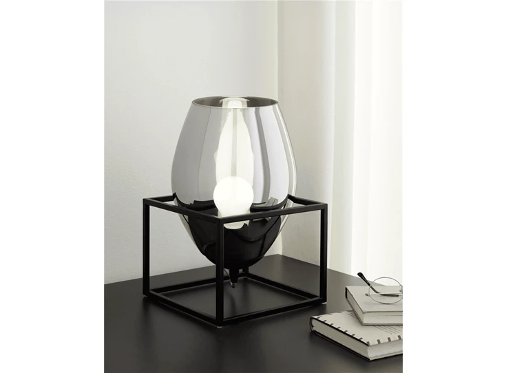 97209 olival metaal eglo gerookt glas frame tafellamp modern zwart