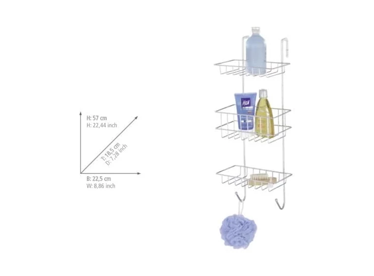 Doucherek Revigo- 3laags- chroom- afmetingen