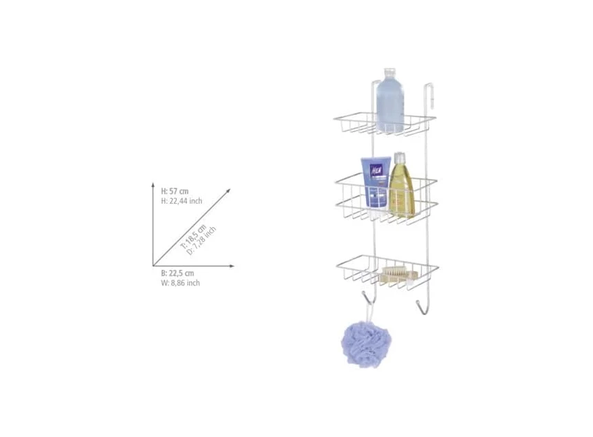 Doucherek Revigo- 3laags- chroom- afmetingen
