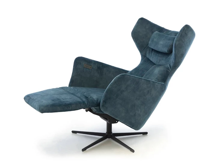 Elektrische relax Marius-DV stof velvet Moome by Indera schuin relax omhoog