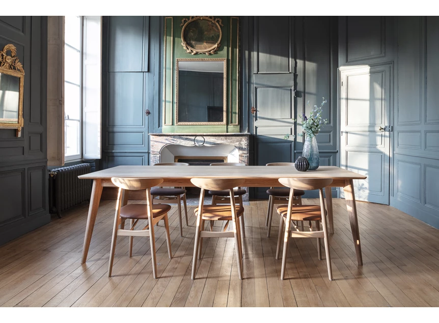 Achterkant Eetkamerstoel Teo Natural Oak Upholstered Chestnut Vincent Sheppard