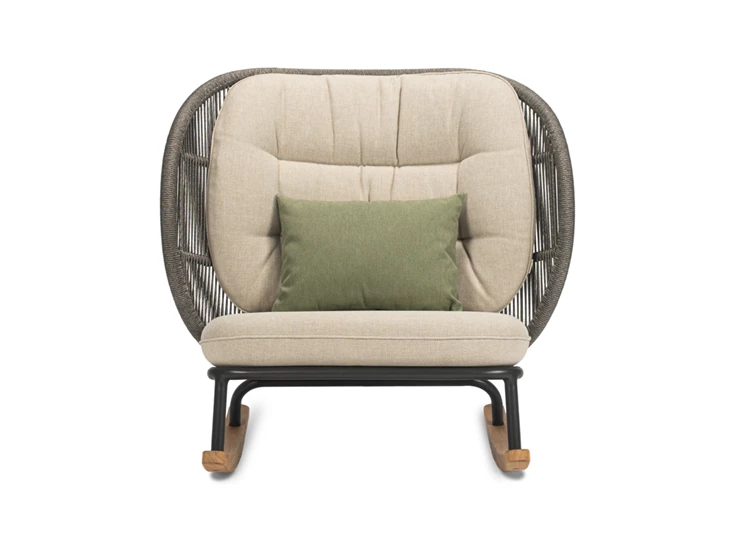 Vooraan Schommelstoel Kodo Rocking Chair combi 2 Fossil Grey Almond Vincent Sheppard