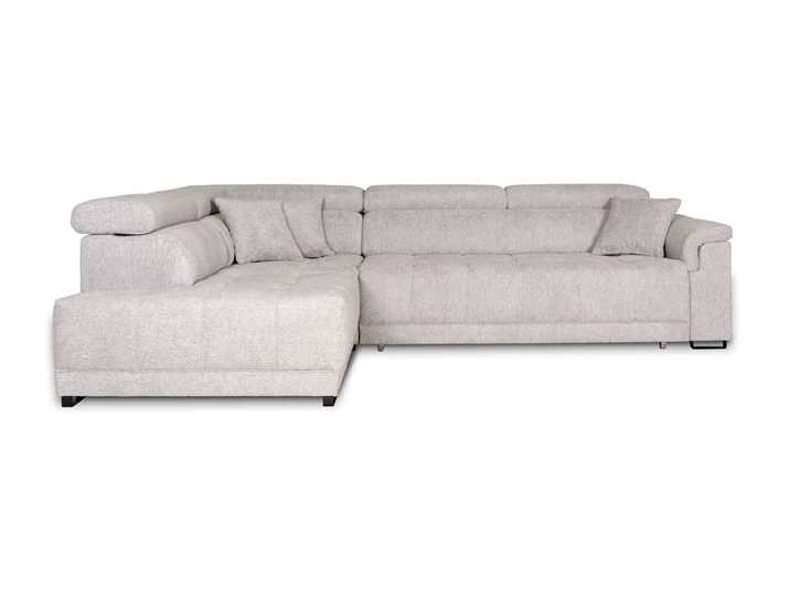 Hoeksalon bento stof 690 lichtgrijs gespikkeld recht vooraanzicht alles gesloten hoek links