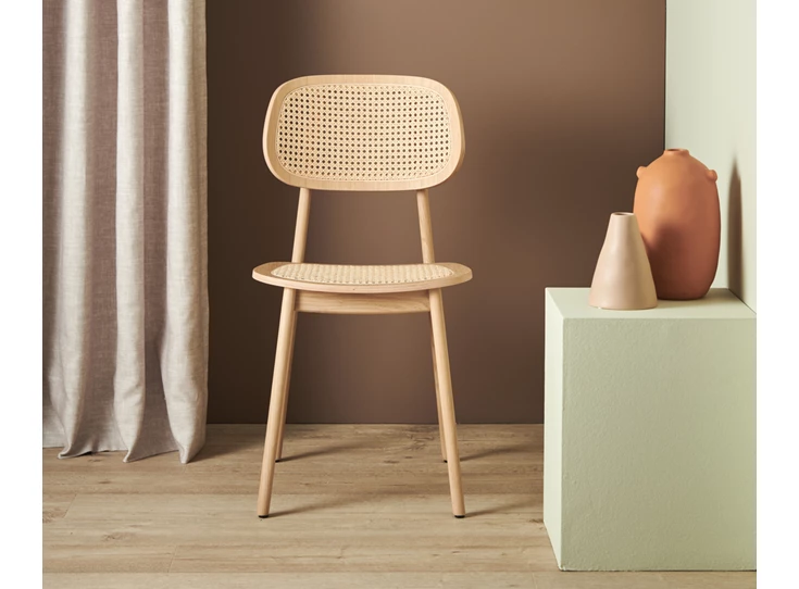 Detail Stoel Titus Dining Chair Natural Oak Cane Seat Vincent Sheppard