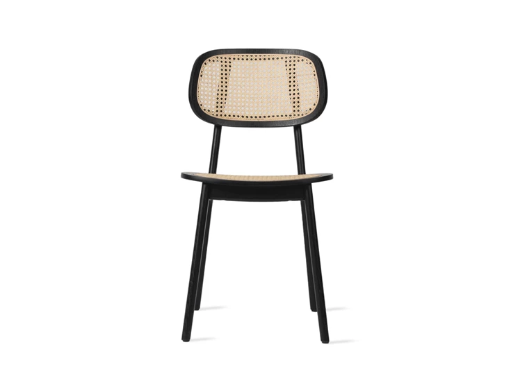 Front Stoel Titus Dining Chair Black Oak Cane Seat Vincent Sheppard