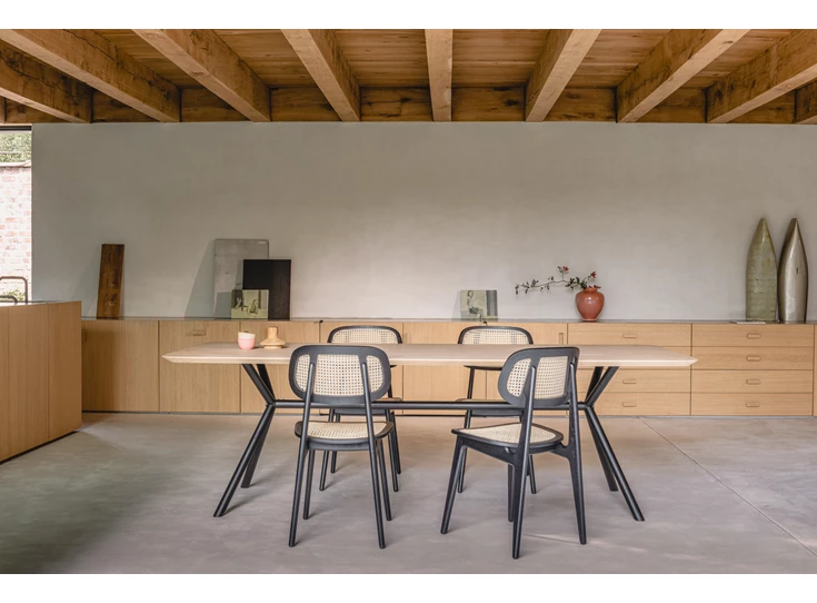 Achterkant Stoel Titus Dining Chair Black Oak Cane Seat Vincent Sheppard