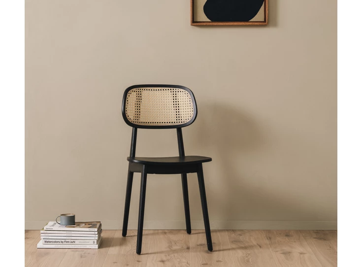 Zijkant Stoel Titus Dining Chair Black Oak Plywood Seat Vincent Sheppard