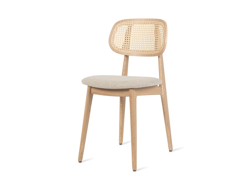 Stoel Titus Dining Chair Natural Oak Upholstered Lime White Bouclé Vincent Sheppard zijkant