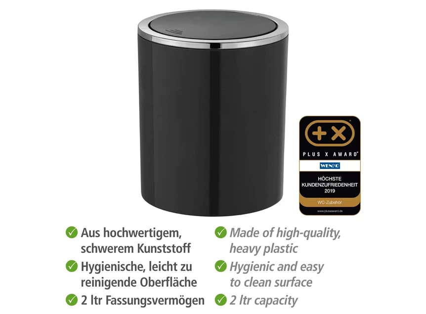 23934100 afvalemmer inca 2 liter zwart wenko extra info